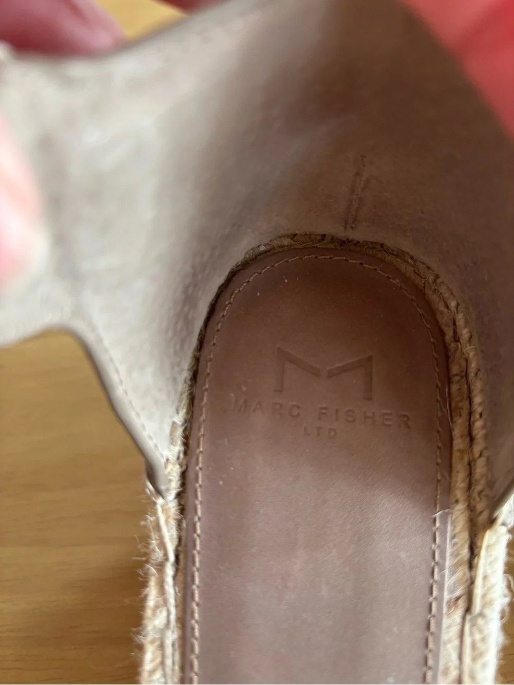 Marc Fisher Beige Espadrille Wedge Sandals